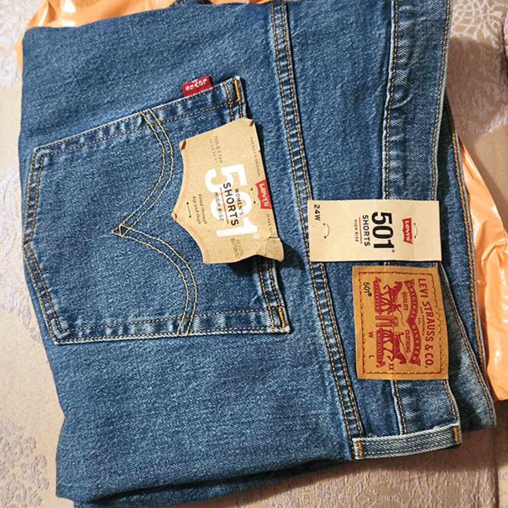 Levi's 501 Original Plus Size High Rise Denim Shorts - 24W - NWT - Picture 6 of 6